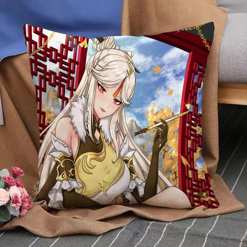 Genshin Impact Anime Pillowcase Cushion Cover 45x45 for Sofa - Axyaa