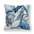 Axyaa Ocean Blue Whale Throw Pillow Cover, 45x45CM, Sea Fish Decor Pillows