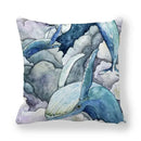 Axyaa Ocean Blue Whale Throw Pillow Cover, 45x45CM, Sea Fish Decor Pillows
