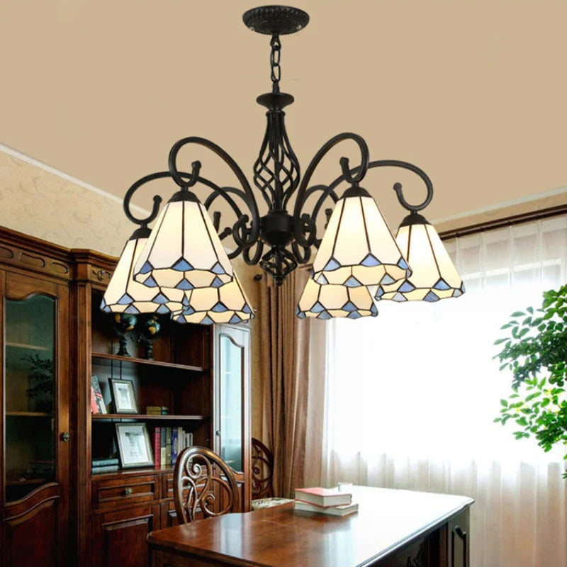 Axya Black Iron Art Mediterranean Chandelier for Living Room Dining Bedroom