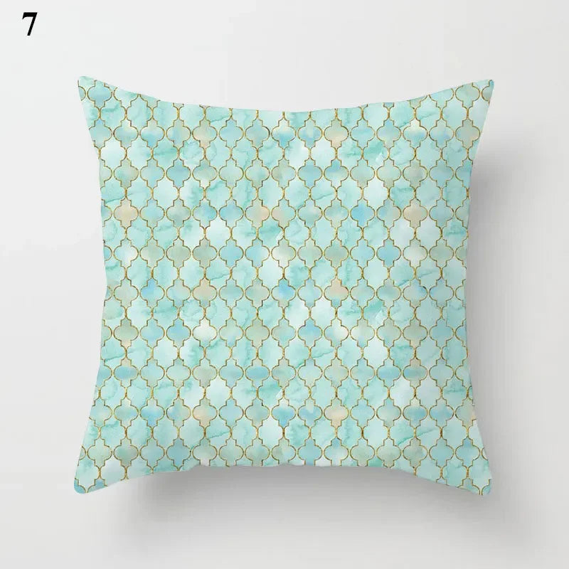 Axyaa Mint Green Blue Geometric Cushion Cover Modern Home Decor