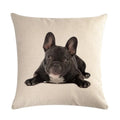 Axyaa Pug Pet Dog Pattern Cotton Linen Throw Pillow Cover for Home Decor