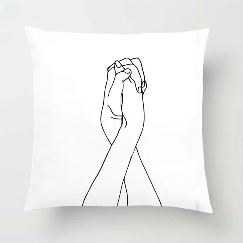 Nordic Line Drawing Cushion Cover for Home Decor by Axyaa