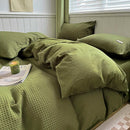 Axyaa Waffle Jacquard Cotton Queen Bedding Set with Sheets, Quilt Cover & Pillowcases