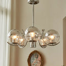 Axyaa Modern Chandelier for Living Room Bedroom Dining Study - Silver Wrought Iron Nordic Designer Lighting