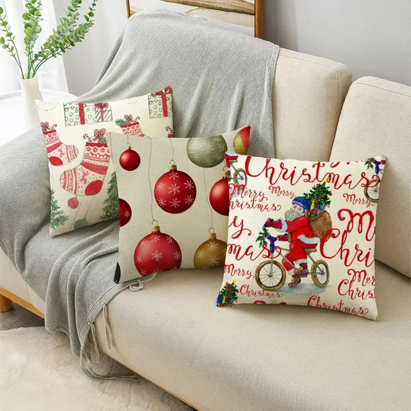 Axyaa Christmas Pillow Covers: Santa Socks Nutcracker Throw Pillowcase for Home Decor