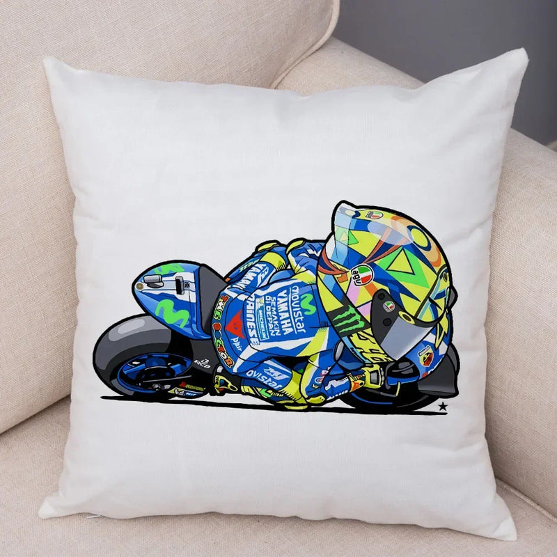 Axyaa Cartoon Sport Motorcycle Cushion Cover - Super Soft Plush Pillow Case