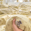 Axyaa Cloud Super Soft Kapok Mattress in Cream Wind Wrinkled Double-Layer Yarn - 4-Piece Set