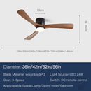 Axyaa 56" LED Ceiling Fan Lights Remote Control Solid Wood Bedroom Living Room