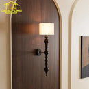 Axyaa Medieval Walnut/Black Wall Lamp LED E27 for Living Room Bedroom Corridor