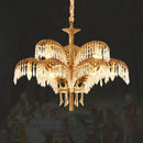 Axyaa Brass Crystal Chandelier for Villa Hall Hotel French Living Room