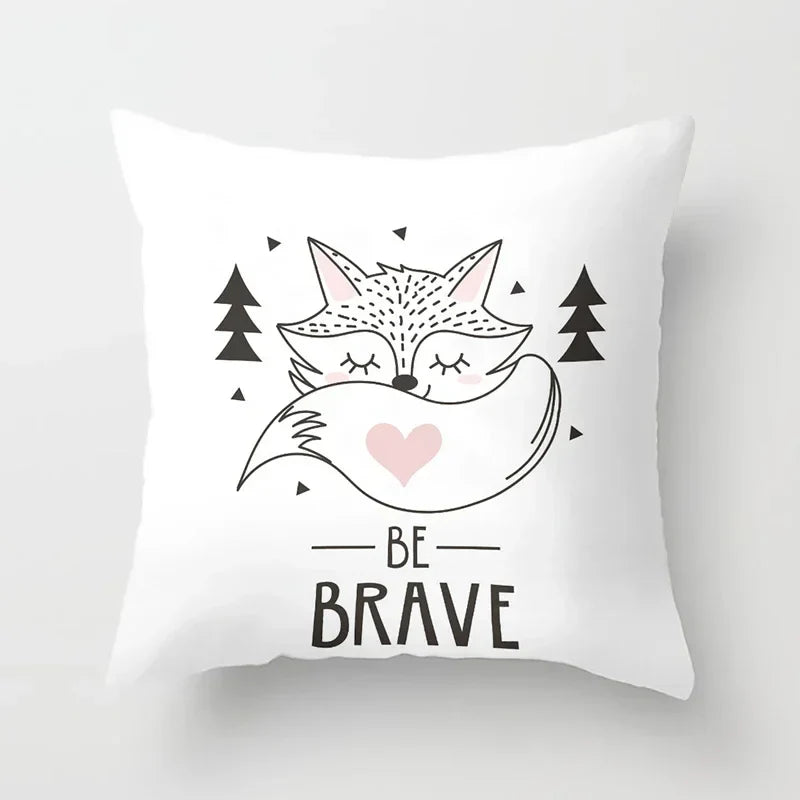 Axyaa Cartoon Animal Cushion Cover 45*45 Sofa Pillowcase Decorative Throw Pillow