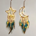 Axyaa Grey Moon Feathers Dream Catcher 60cm Large Handmade Indian Style Wall Hanging