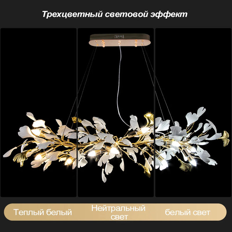 Luxury Axyaa Ginkgo Leaves Chandelier for Stairs, Hotel, Living Room, Bedroom - Nordic Design