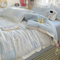 Axyaa French Lace Double Four-Piece Bedding Set with Wrinkled Yarn - 3-Piece Optional