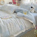 Axyaa French Lace Double Four-Piece Bedding Set with Wrinkled Yarn - 3-Piece Optional