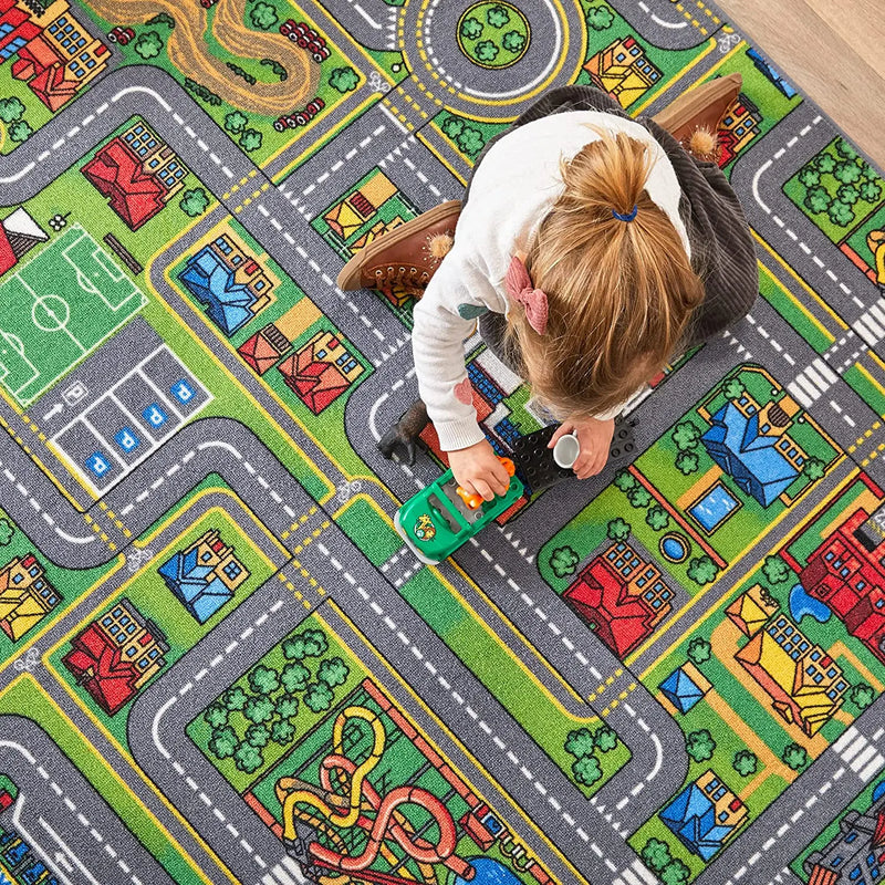 Axyaa Kids' Car Rugs: Non-Slip Room Play Mats for Boys and Girls