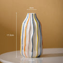 Axyaa Rainbow Stripes Ceramic Vase Hydroponics Plant Pot for Stylish Room Aesthetic Decor