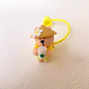 Axyaa Bear Silicone Straw Covers for 7-8mm Cups Cute Cartoon Cap