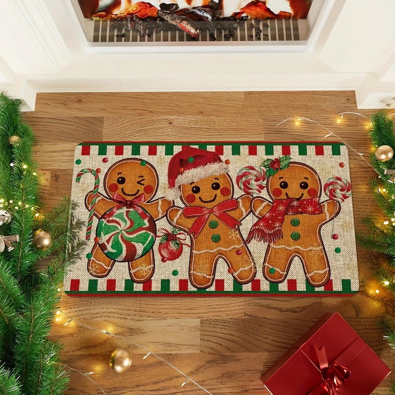 Axyaa Christmas Gingerbread Man Door Mat for Home Bathroom Kitchen
