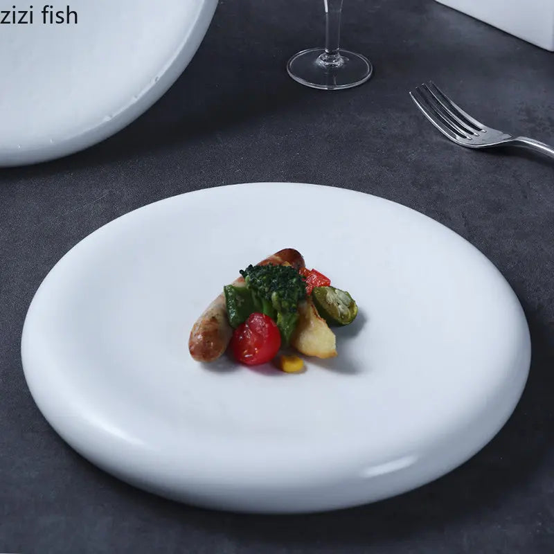 Axya Solid Color Ceramic Dinner Plate Set for Steak, Snacks, Desserts & Sushi