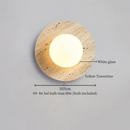 Axyaa Stone LED Wall Lamp with Pull Chain Switch - Black Travertine Wabi Sabi