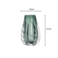 Axyaa Thick Crystal Vase Green Glass Flower Pot Home Décor Arrangement Accessories