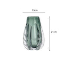Axyaa Thick Crystal Vase Green Glass Flower Pot Home Décor Arrangement Accessories