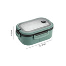 Axyaa 2-Layer Bento Lunch Box with Spoon & Fork, Leakproof Microwavable Food Container