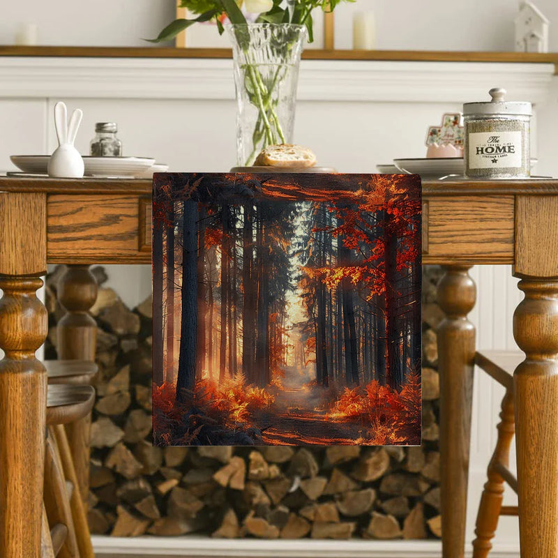 Axyaa Autumn Forest Sunshine Table Runner for Kitchen Dining and Party Decor