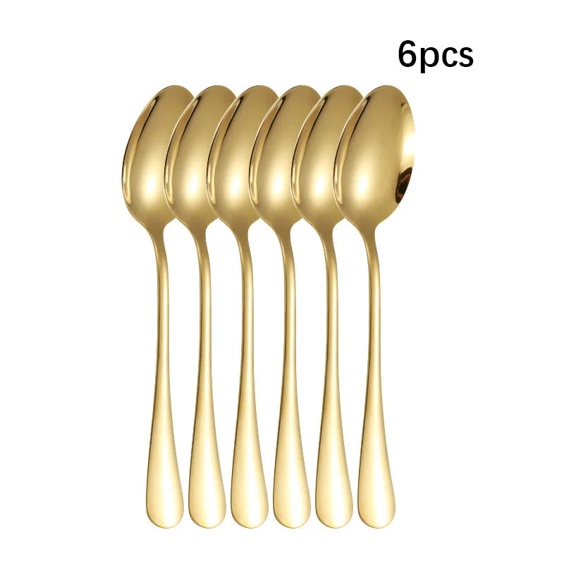 Axyaa Golden Stainless Steel Tableware Set - Knife Fork Spoon Steak cutlery