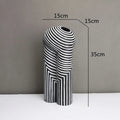 Axyaa Striped Resin Vase: Abstract, Black & White Geometric Home Decor, Terrarium, Crafts