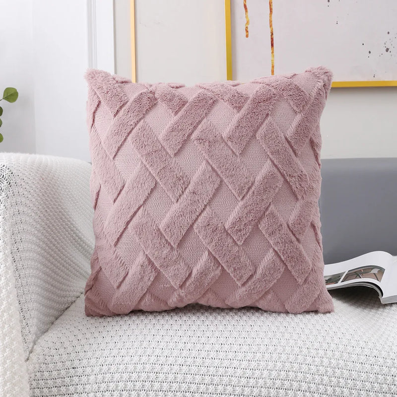 Axyaa Soft Fluffy Geometric Pattern Cushion Cover 45x45cm Home Décor Sofa Living Room