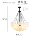 Axyaa Nordic Glass Chandelier: Frosted Glass, LED Pendant Light - Gold/Black