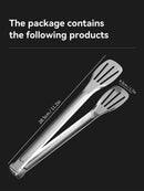 Axyaa Stainless Steel Food Tongs - Non Slip BBQ Steak Clip for Cooking