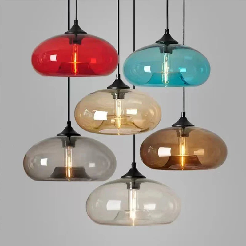 Retro Glass Chandeliers Industrial Pendant Lights by Axya: Stylish Lighting for Home & Cafe