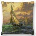 Axyaa Rustic Landscape Castle Lighthouse Oil Painting Cushion Cover