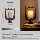 Axyaa Solid Wood Table Lamp Dimmable LED Fabric Lampshade for Indoor Decor