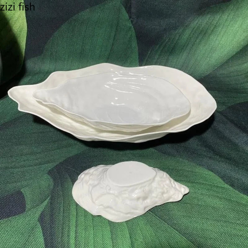 Axya Oyster Ceramic Dinner Plate Sushi Set Fruit Salad Bowl Snack Tray
