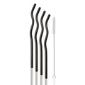 Axyaa Silver Wave Stainless Steel Reusable Drinking Straw Set