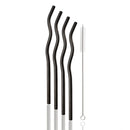Axyaa Silver Wave Stainless Steel Reusable Drinking Straw Set
