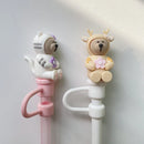 Axyaa Cherry Blossom Bear Deer Straw Cover for Starbucks Tumbler