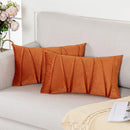 Axyaa Velvet Lumbar Throw Pillow Covers 12x20 Inch - Farmhouse Cushion Cover Cojines