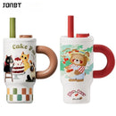 Axyaa Stainless Steel Thermal Mug with Handle and Straw Lid