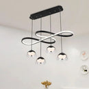 Axyaa Nordic Glass LED Pendant Lights for Living Dining Bedroom, Long Strip Chandelier Luminaires