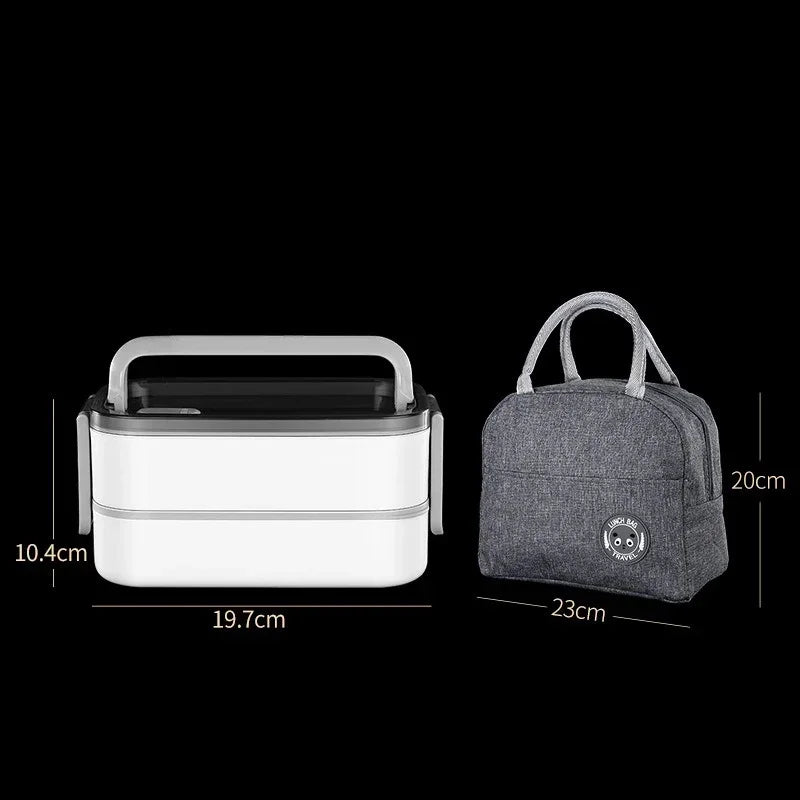Axyaa Stainless Steel Insulated Bento Box 2 Layers with Thermal Bag