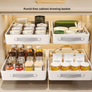 Axyaa Seasoning Storage Rack Cabinet Shelf with Sliding Pantry Basket Tray