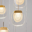Axyaa Modern Crystal Chandelier, Luxury Gold LED Light Fixture for Dining Room and Hallways