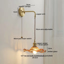 Axyaa Glass Copper LED Wall Lights with Knob Switch - Modern Bedside Lamp