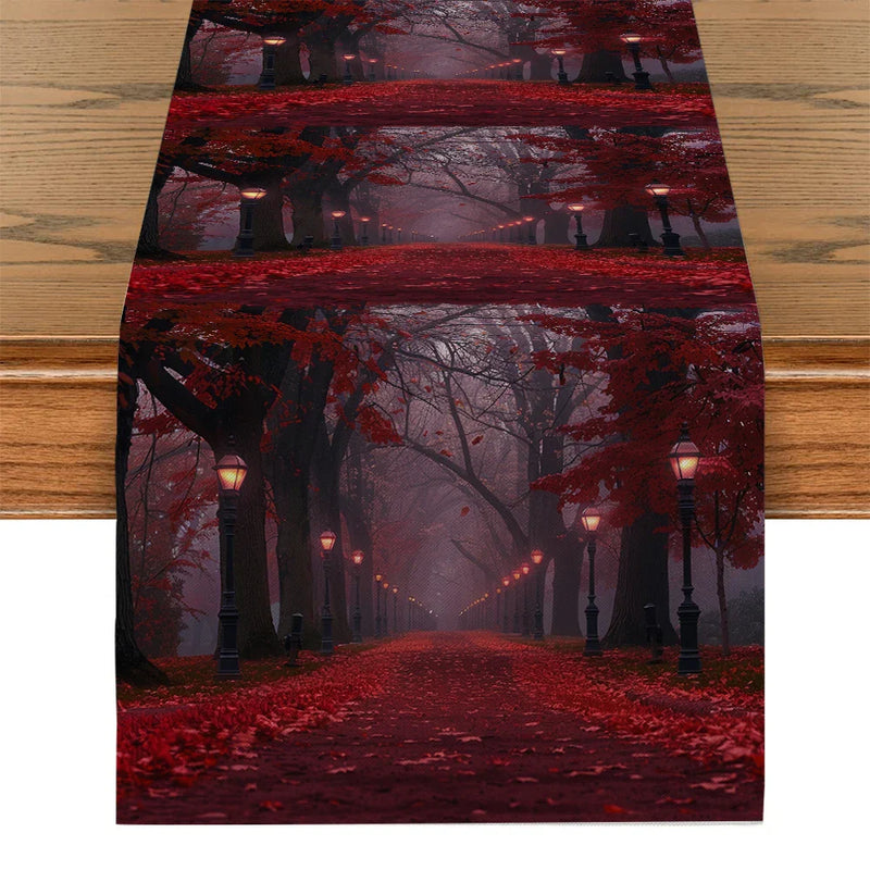 Axyaa Maple Road Lights Table Runner for Kitchen Dining Decor